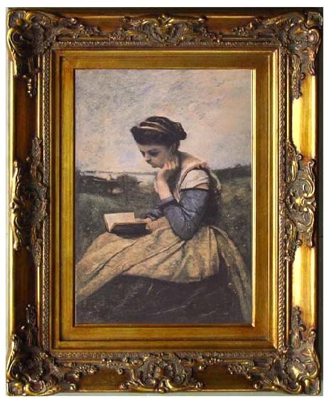 framed  Jean Baptiste Camille  Corot Liseuse dans la campagne (mk11), Ta056